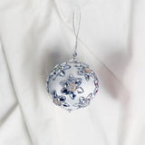 4" White Jeweled Floral Ball Ornament