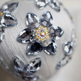 4" White Jeweled Floral Ball Ornament