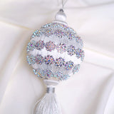 4" White Silver Ball Tassel Ornament