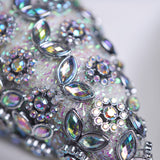 6" Silver Beaded Drop Ornament