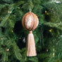 4" Champagne Velvet Tassel Jeweled Ball Ornament