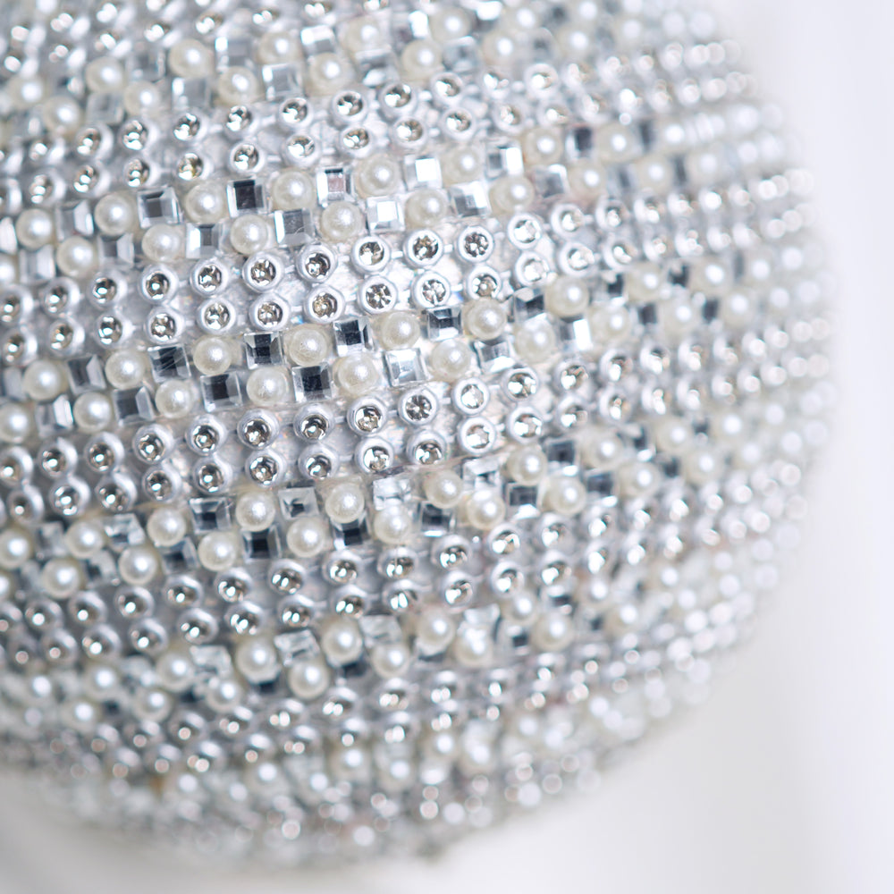 4" Ivory Snowy Pearl Ball Ornament