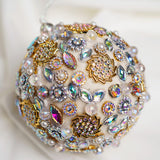 4" Ivory Multi Jeweled Ball Ornament