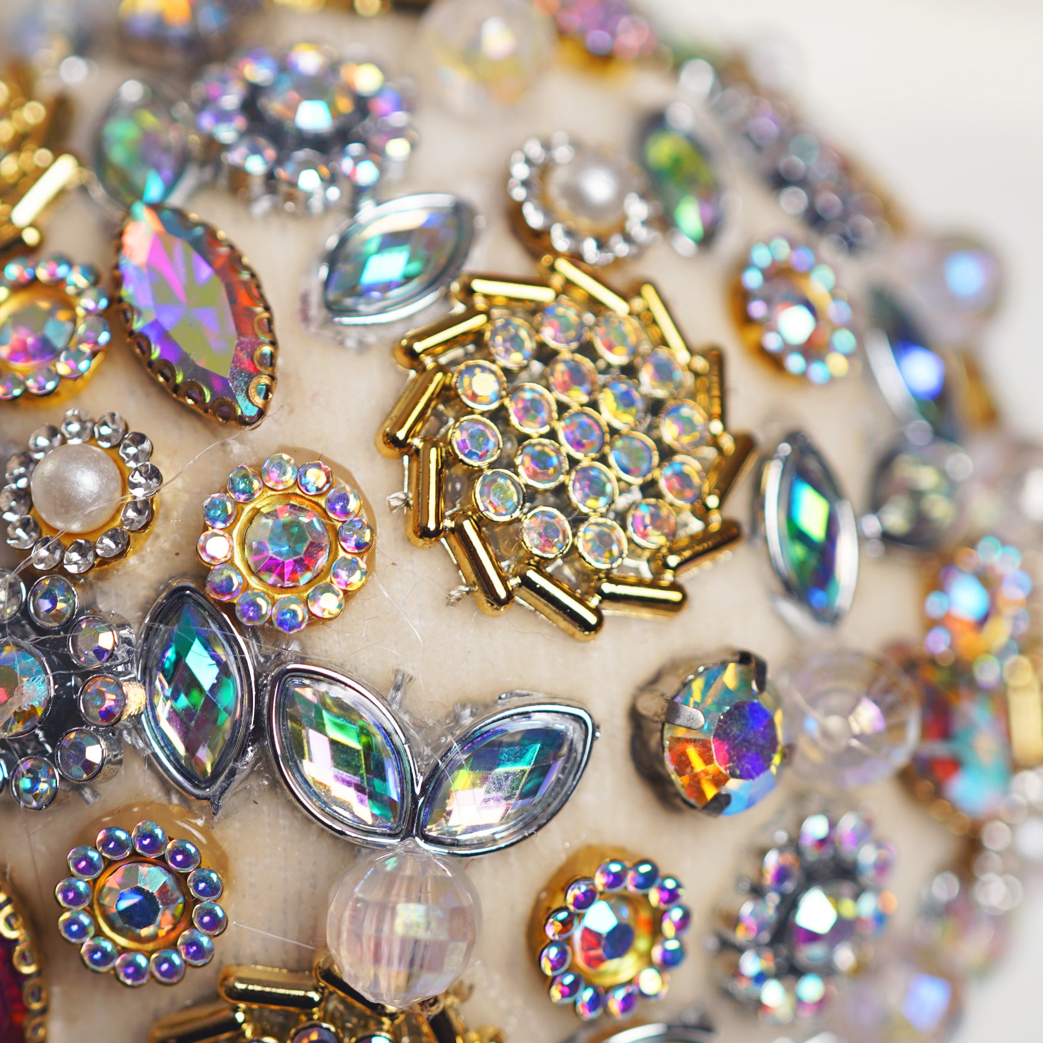 4" Ivory Multi Jeweled Ball Ornament