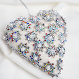 4" Ivory Pearl Jeweled Heart Ornament with Flowers