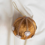 4" Gold Heart Jewel Velvet Ball Ornament