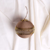4" Brown Gold Jeweled Ball Ornament