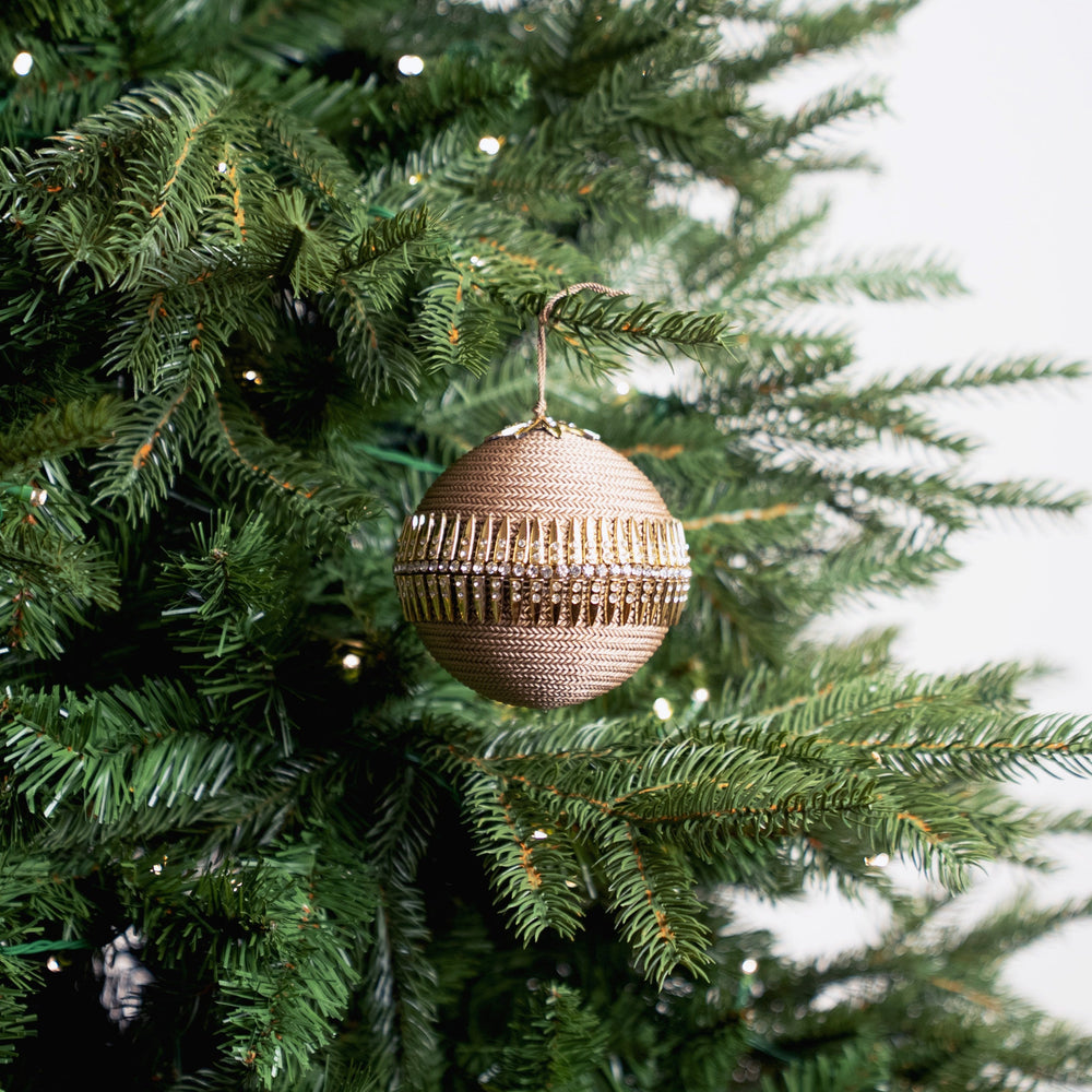 4" Brown Gold Jeweled Ball Ornament