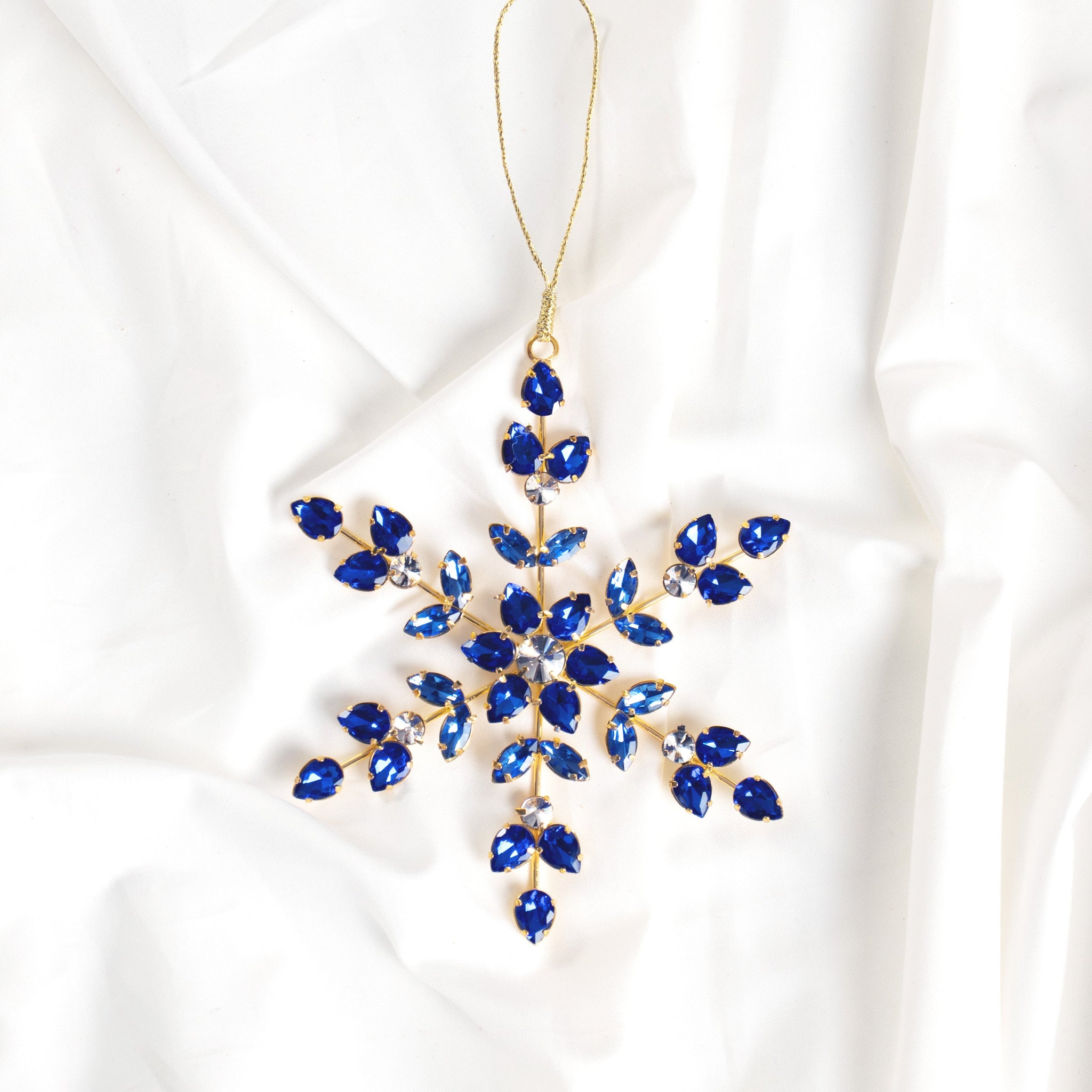 6" Blue Jewel Snowflake Ornament
