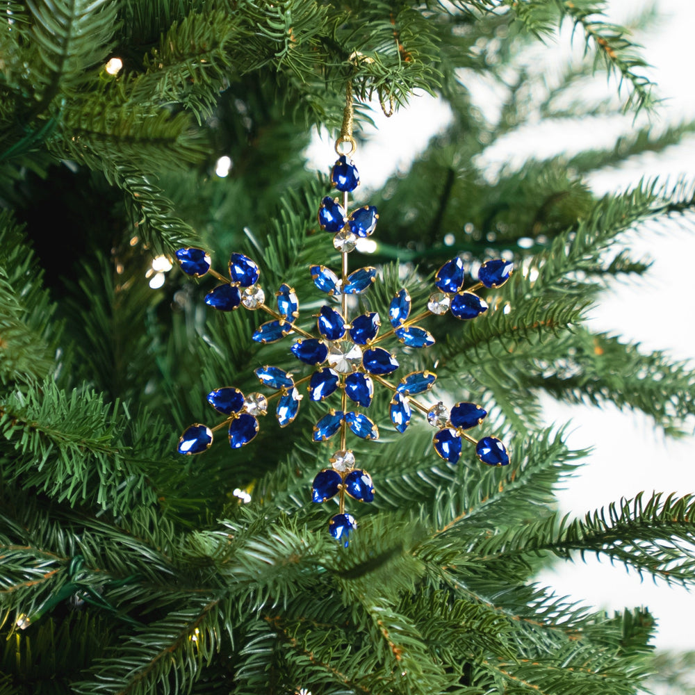 6" Blue Jewel Snowflake Ornament