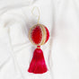 4" Red Velvet Tassel Jeweled Ball Ornament