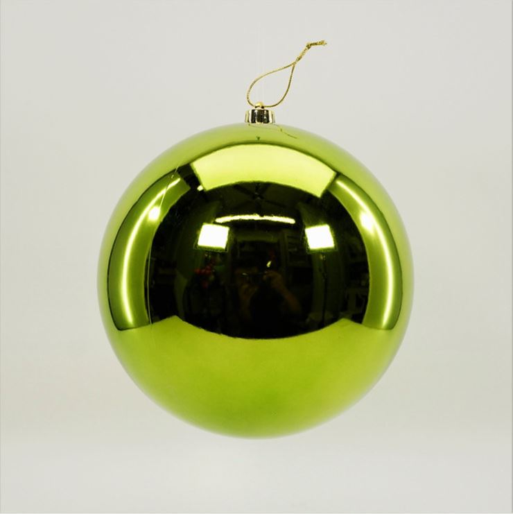 6" Holly Green Shiny Ball Ornament