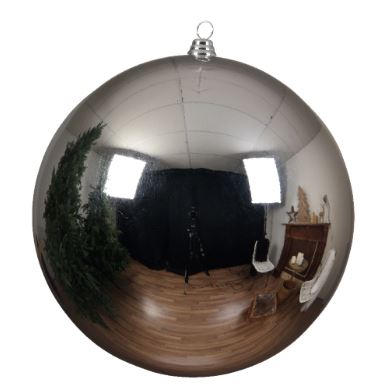 10" Silver Shiny Ball Ornament