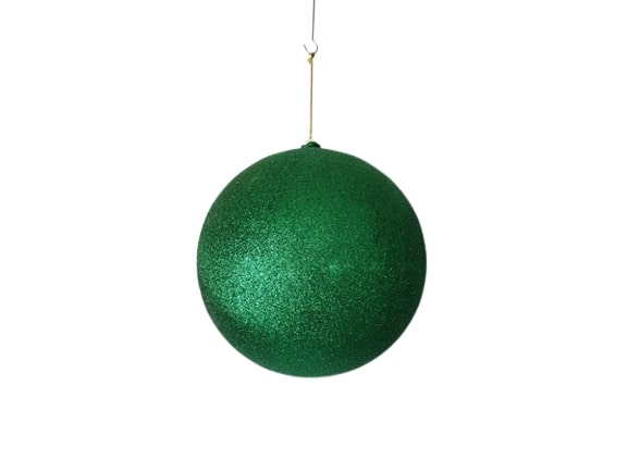 10" Green Glitter Shatterproof Ball Ornament