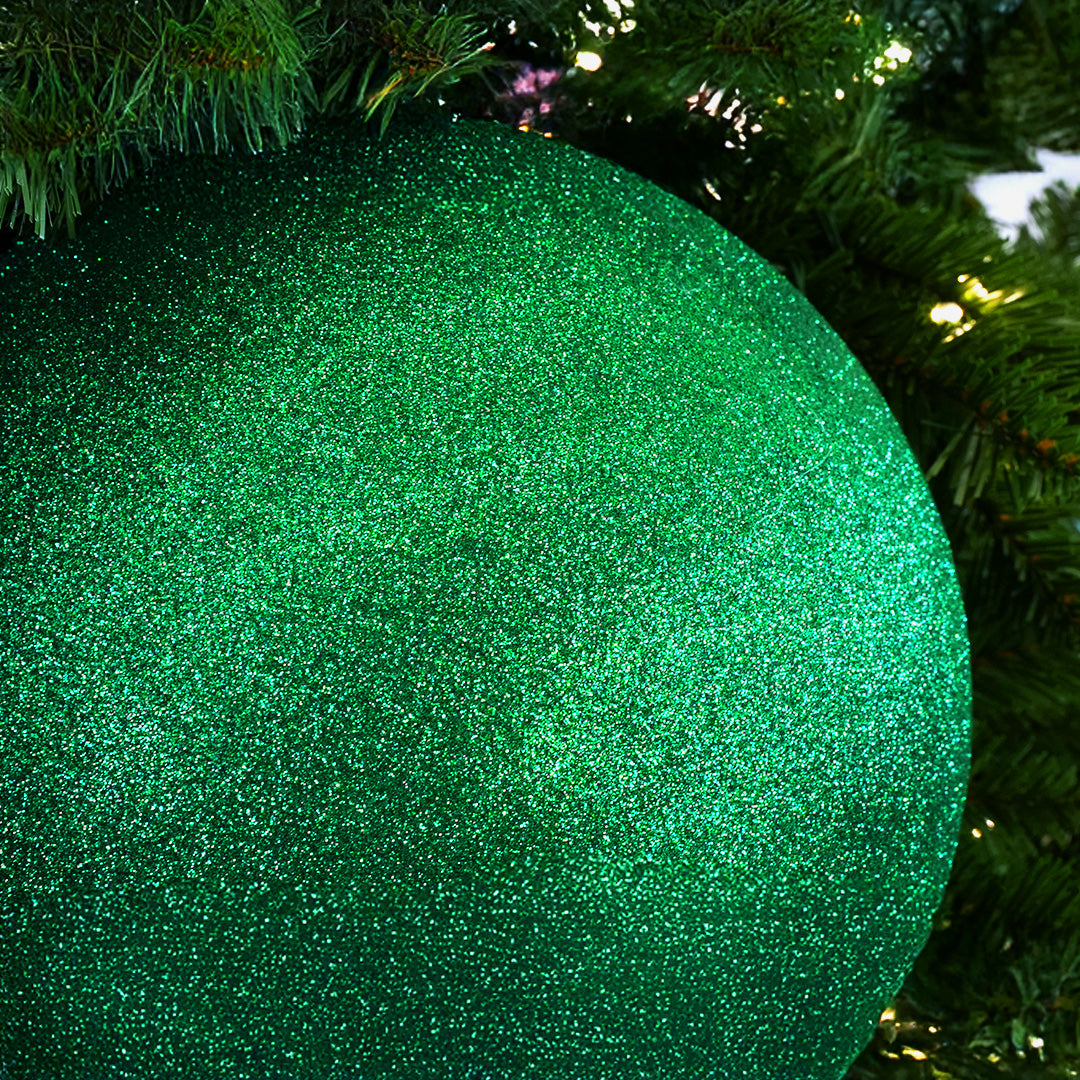 10" Green Glitter Shatterproof Ball Ornament