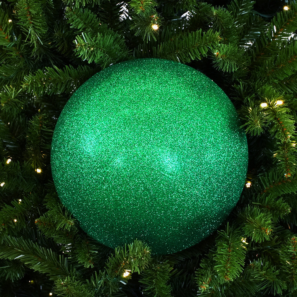 10" Green Glitter Shatterproof Ball Ornament