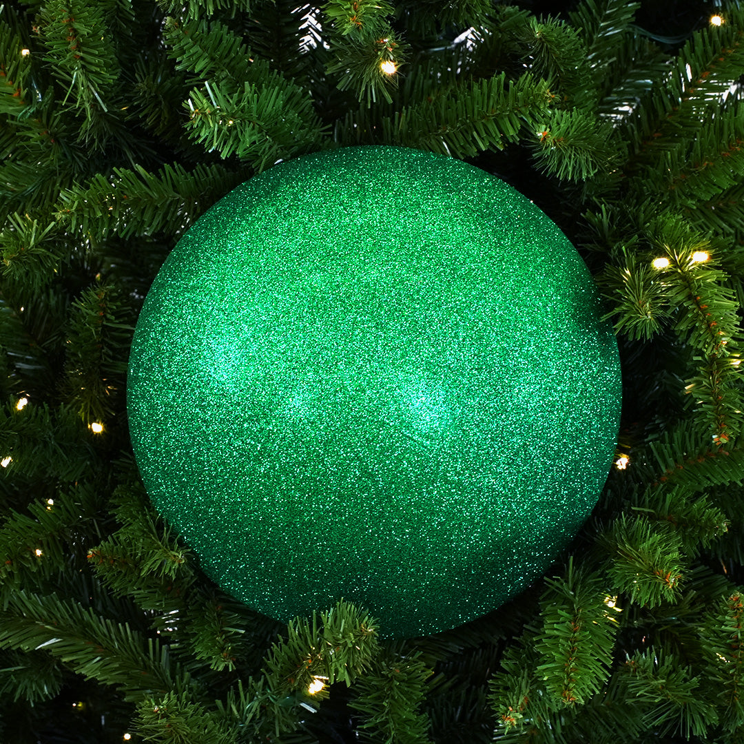 10" Green Glitter Shatterproof Ball Ornament