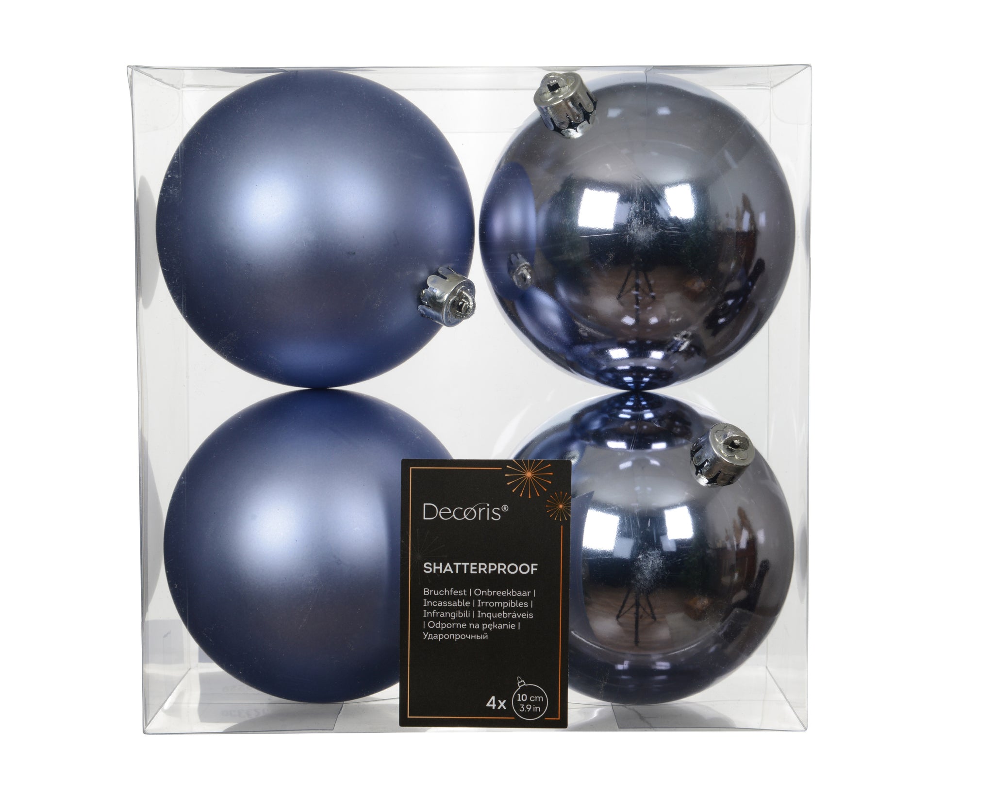 4" Shiny & Matte Shatterproof Ball Ornament Pack Of 4