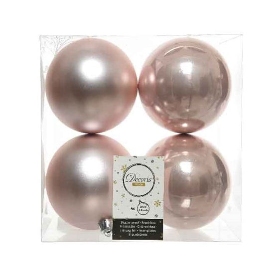4" Shiny & Matte Shatterproof Ball Ornament Pack Of 4