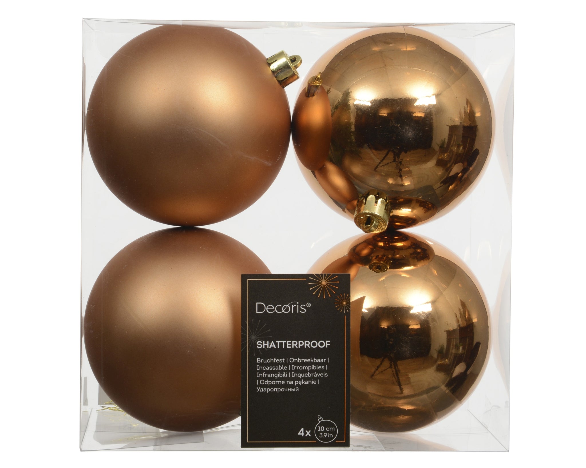 4" Shiny & Matte Shatterproof Ball Ornament Pack Of 4