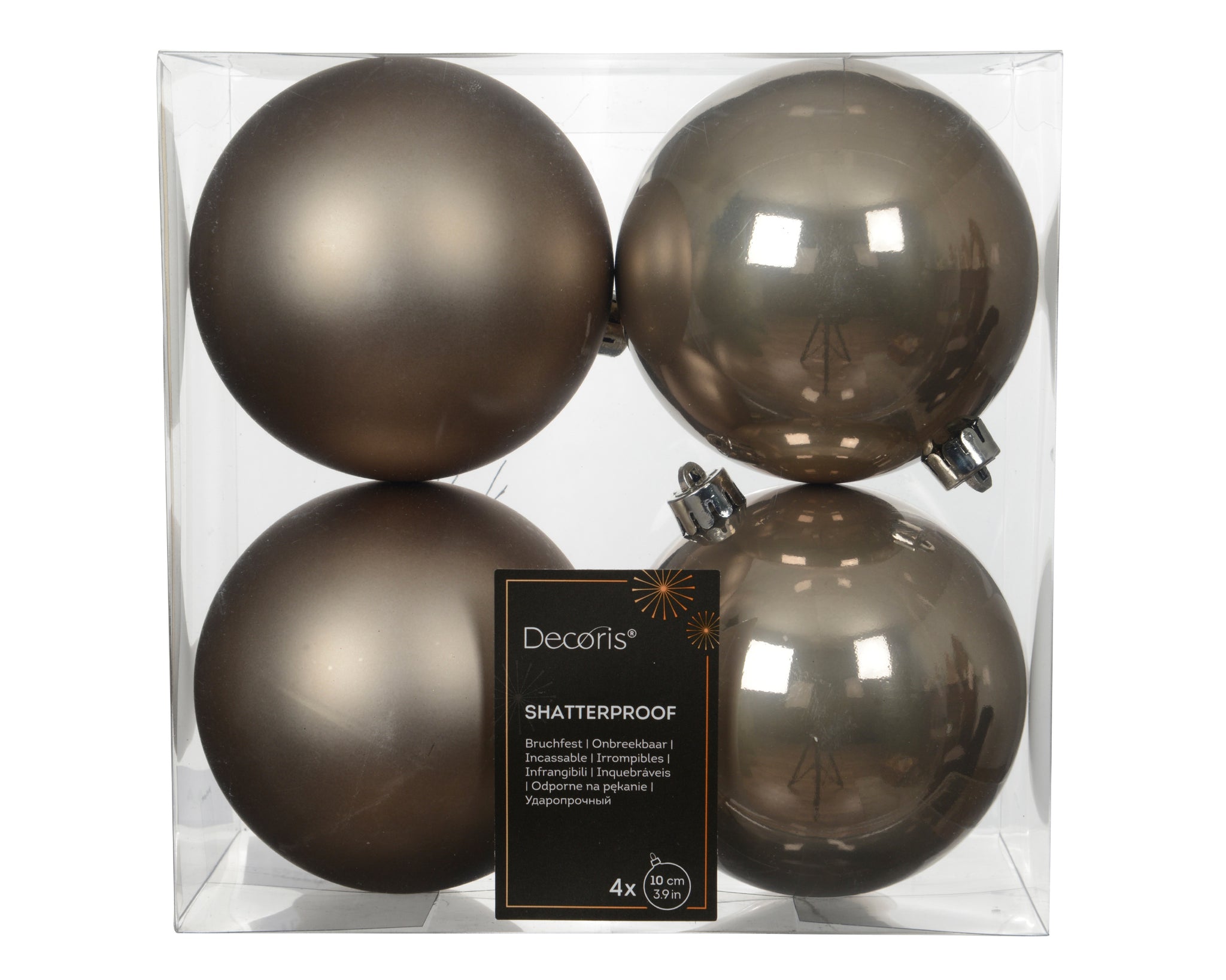 4" Shiny & Matte Shatterproof Ball Ornament Pack Of 4