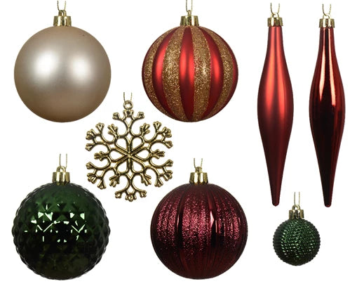 3" Shiny & Matte Shatterproof Ornament Assorted Set Of 46