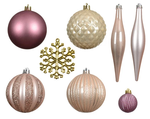 3" Shiny & Matte Shatterproof Ornament Assorted Set Of 46