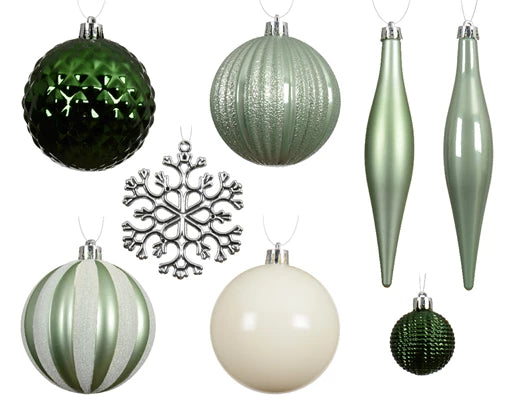 3" Shiny & Matte Shatterproof Ornament Assorted Set Of 46
