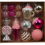 2"-5" Pink & Gold Shatterproof Candy Ornament Assorted Set Of 20