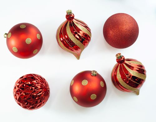 6" Glitter Shatterproof Ball Ornament 6 Pack