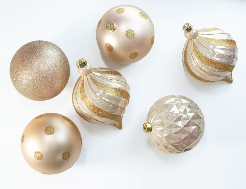 6" Glitter Assorted Ornament 6 Pack