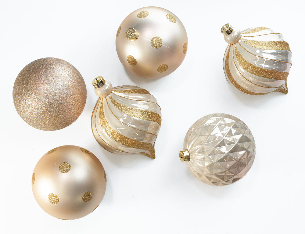 6" Glitter Shatterproof Ball Ornament 6 Pack