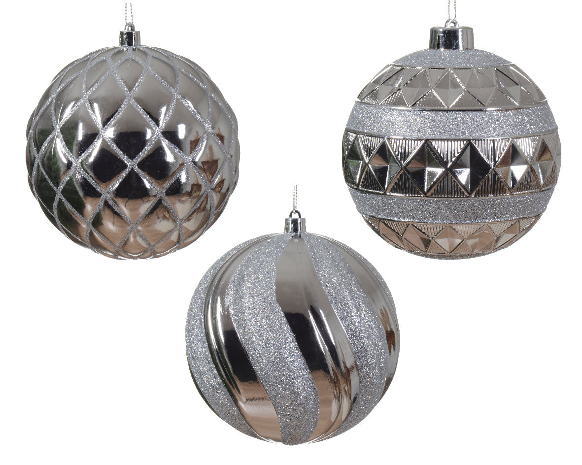 5" Glitter Shiny Shatterproof Ball Ornament Assorted