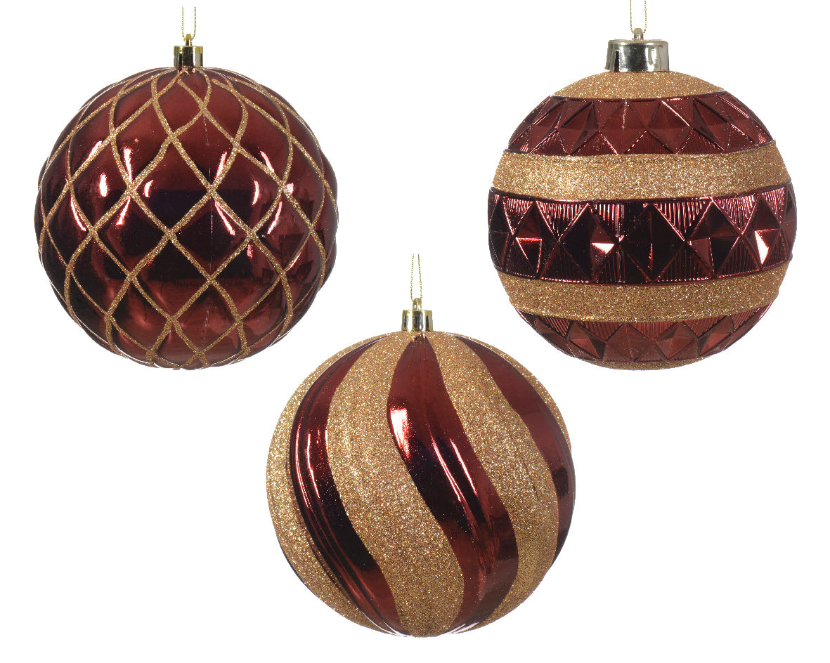 5" Glitter Shiny Shatterproof Ball Ornament Assorted