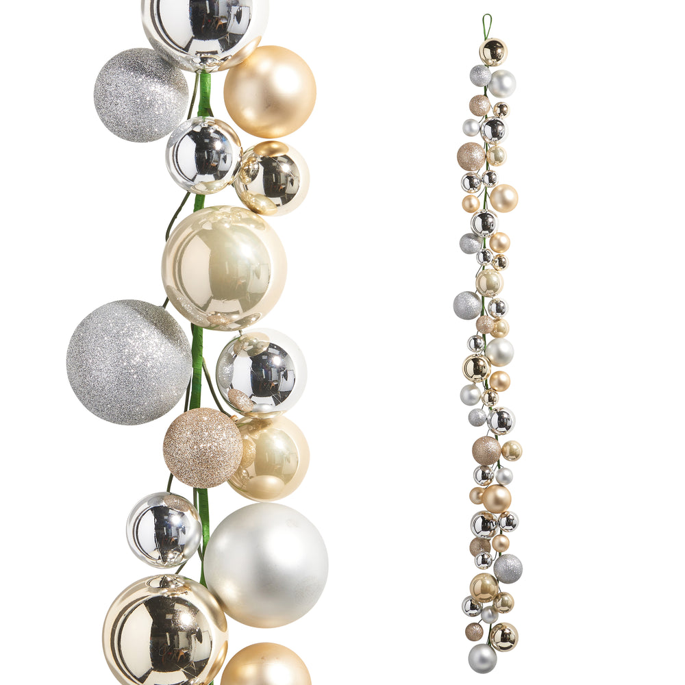 6 FT Champagne & Silver Ball Garland