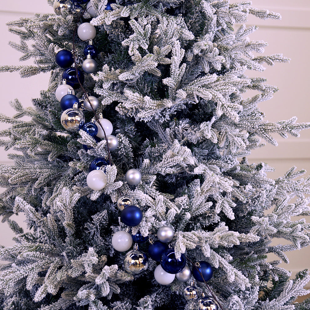 6 FT Blue, Silver & White Ball Garland Shatterproof