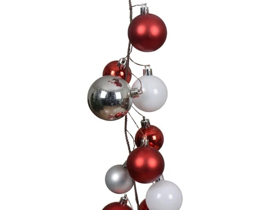 6 FT Red, Silver & White Ball Garland Shatterproof