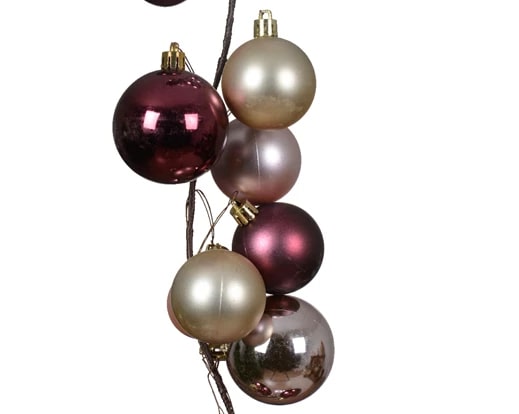 6 FT Champagne & Burgundy Ball Garland Shatterproof