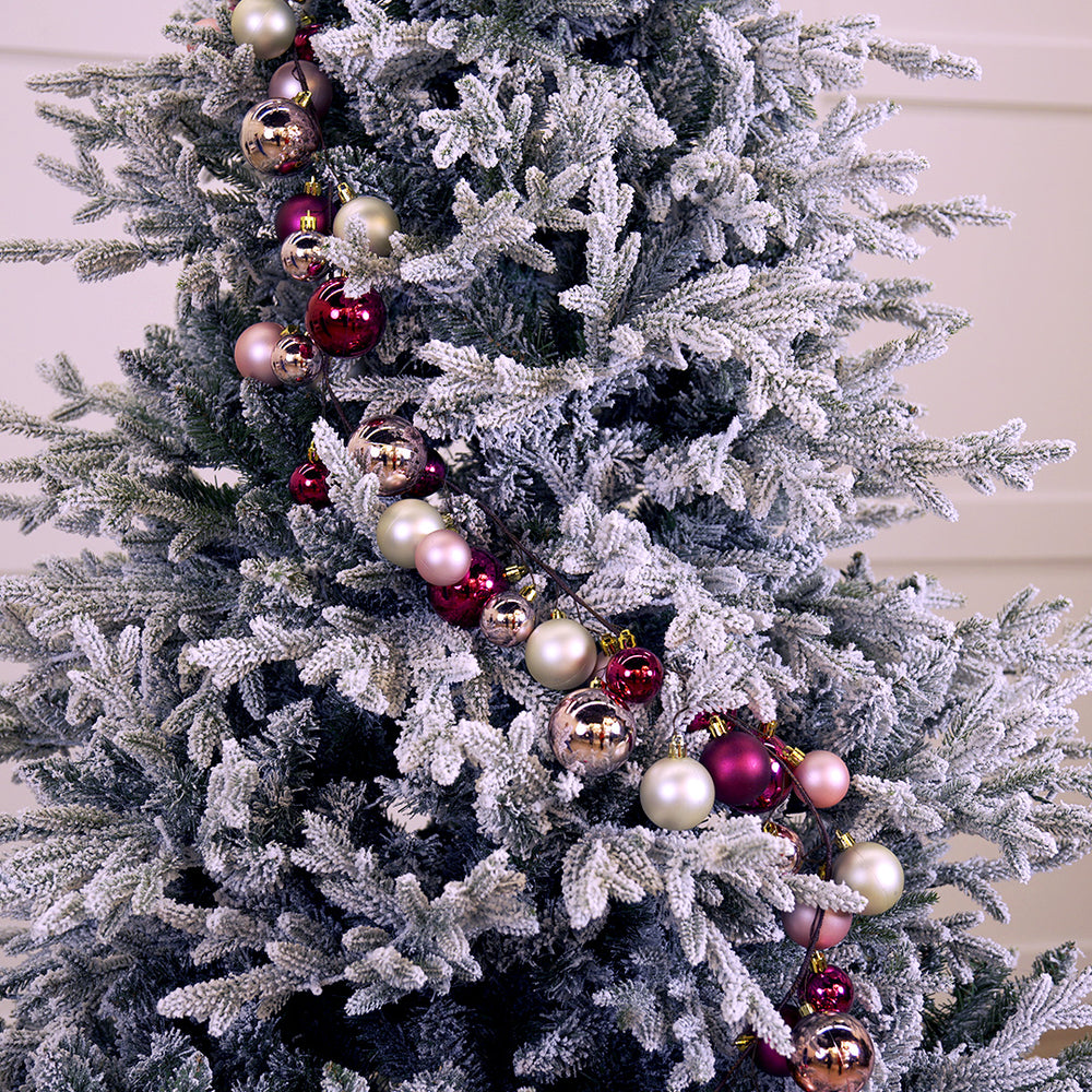 6 FT Champagne & Burgundy Ball Garland Shatterproof