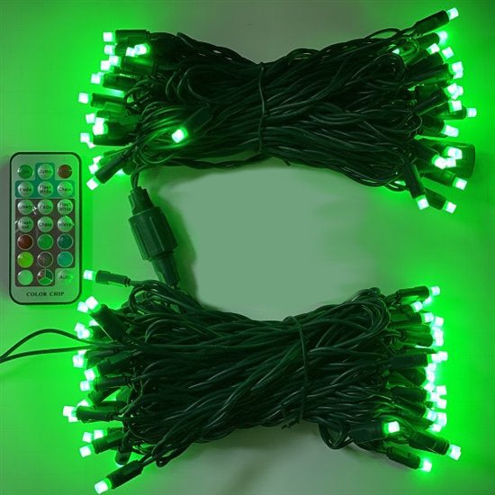17 FT 50 LED 5MM Dynamic RGB Lights With Green Cord