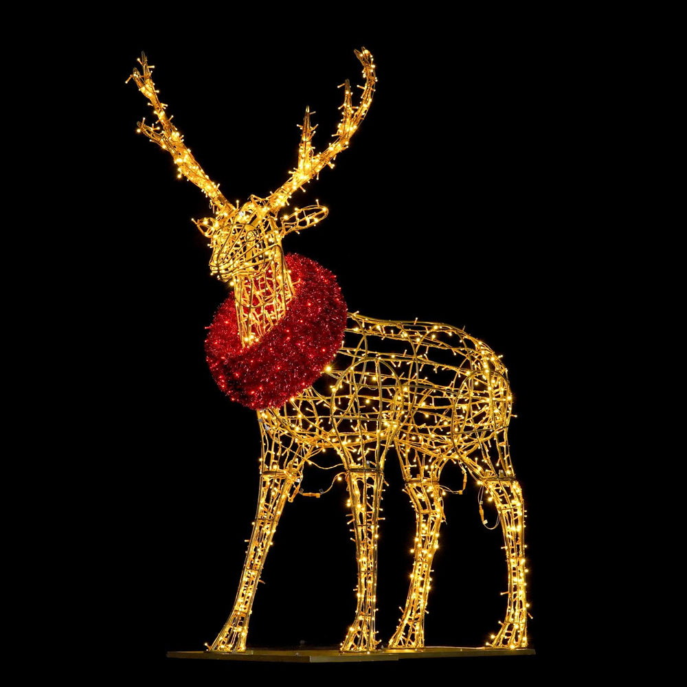 9 FT Warm White Twinkle LED Standing Gold Reindeer