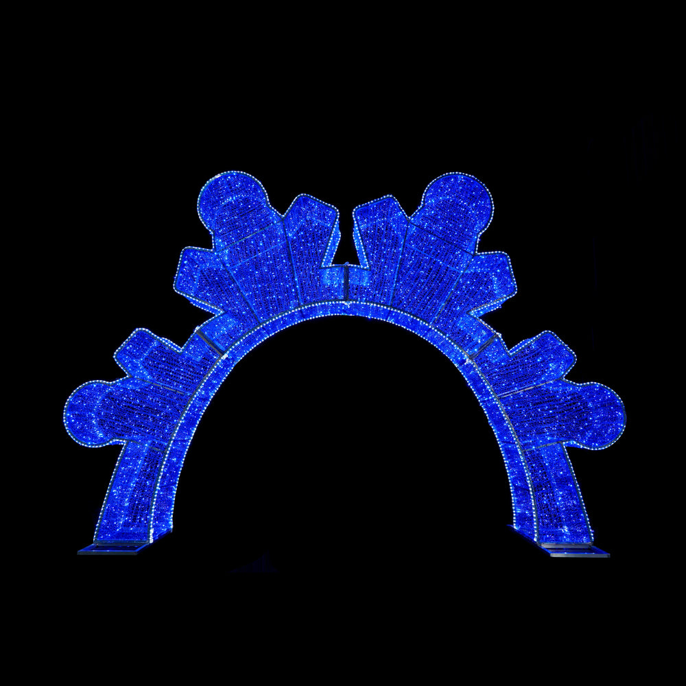 12 FT Blue & Pure White Twinkle LED Snowflake Archway