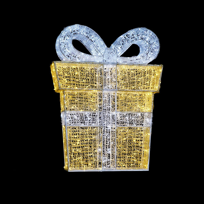 5 FT Warm White & Cool White LED Gift Box With Bow Twinkle Effect