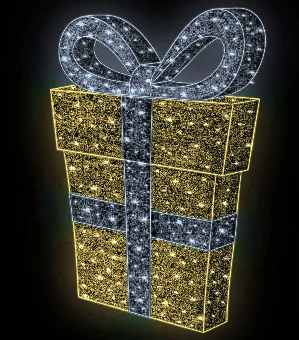 4 FT Warm White & Cool White LED Gift Box With Bow Twinkle Effect