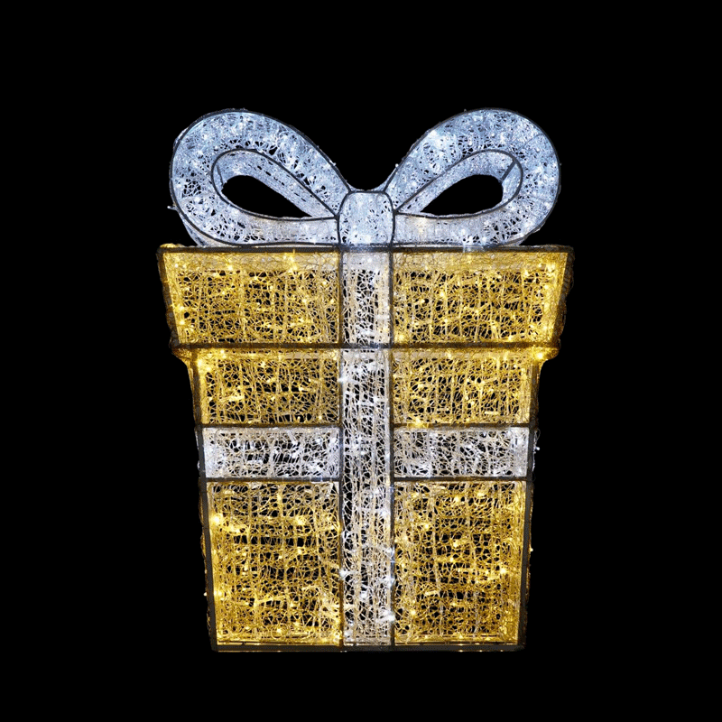 4 FT Warm White & Cool White LED Gift Box With Bow Twinkle Effect