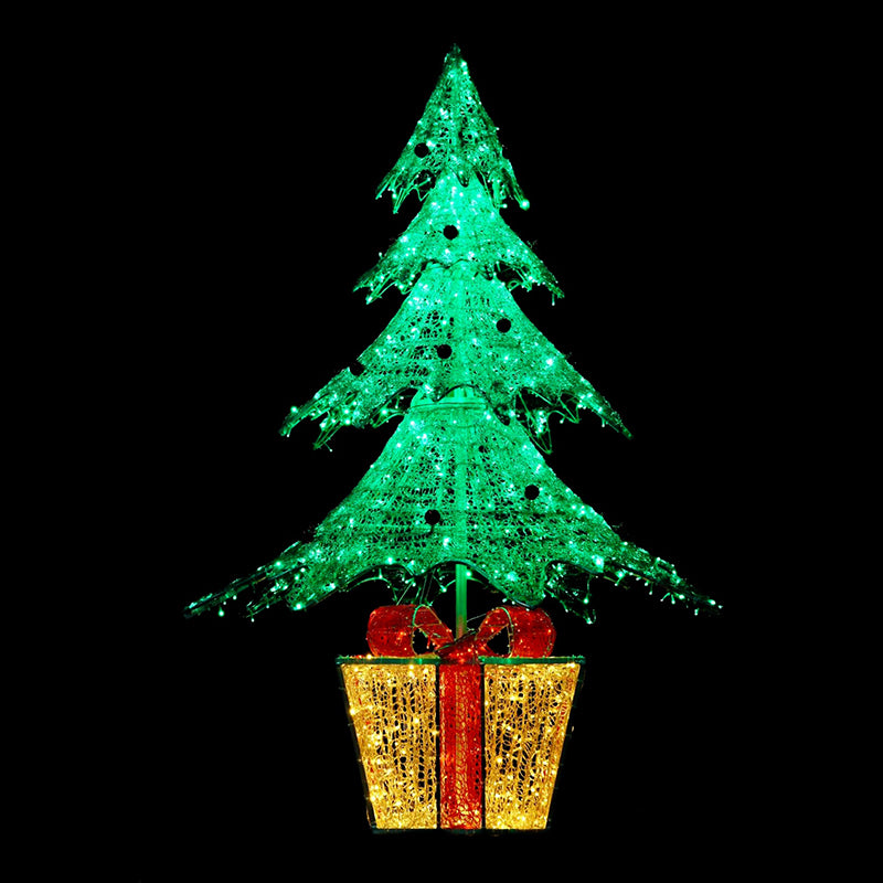 7 FT Green Christmas Tree With Warm White LED Twinkle Effect