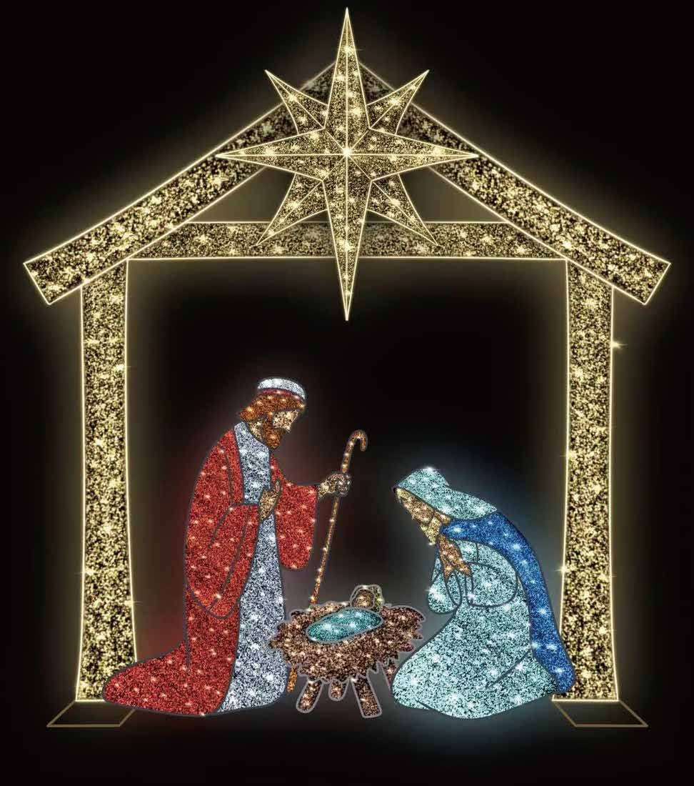 7 FT Warm White & Cool White Nativity Holy Family Scene Twinkle Effect