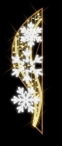 6 FT X 3 FT Warm White & Cool White Snowflake LED Pole Banner