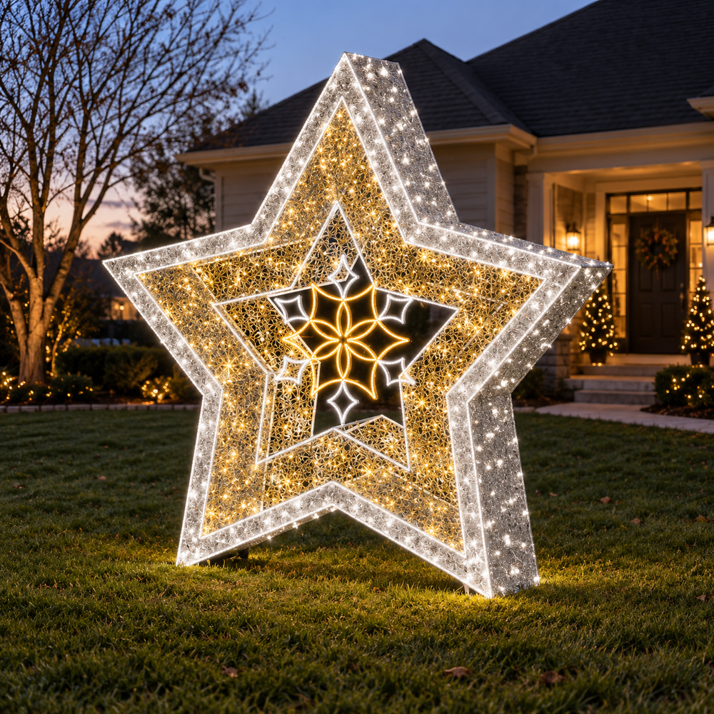 8 FT X 8 FT Warm White LED Star