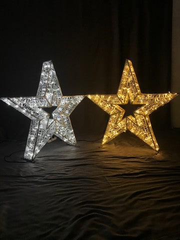 3' 3D Star Warm White With Cool White Flashing Effect Set Of 2